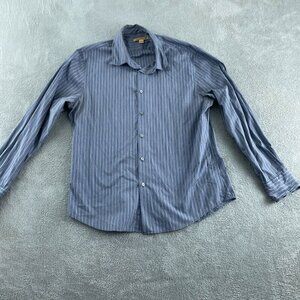 John Varvatos U.S.A. Mens Striped Button-Up Shirt Blue XL 100% Cotton 5818